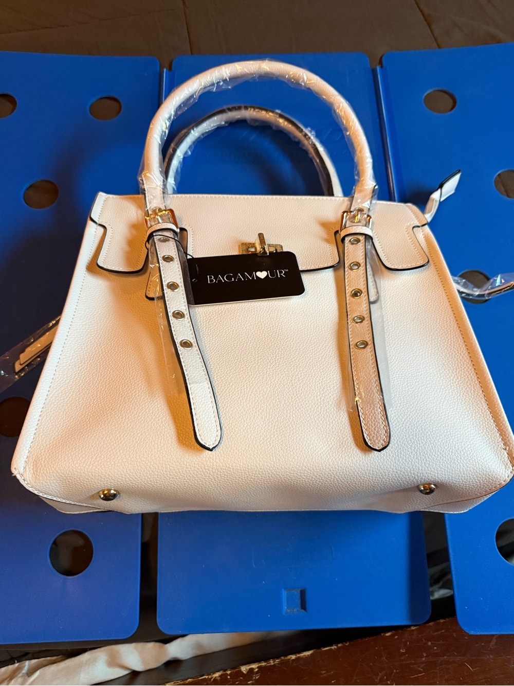 Cream Pebbled Top-Handle Satchel